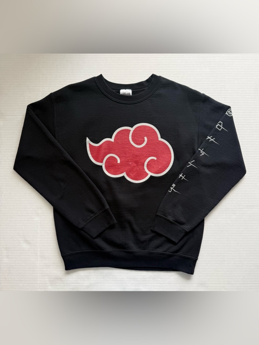Naruto Akatski Anti-Leaf Clouds Crewneck Fleece Sweatshirt Black Size S